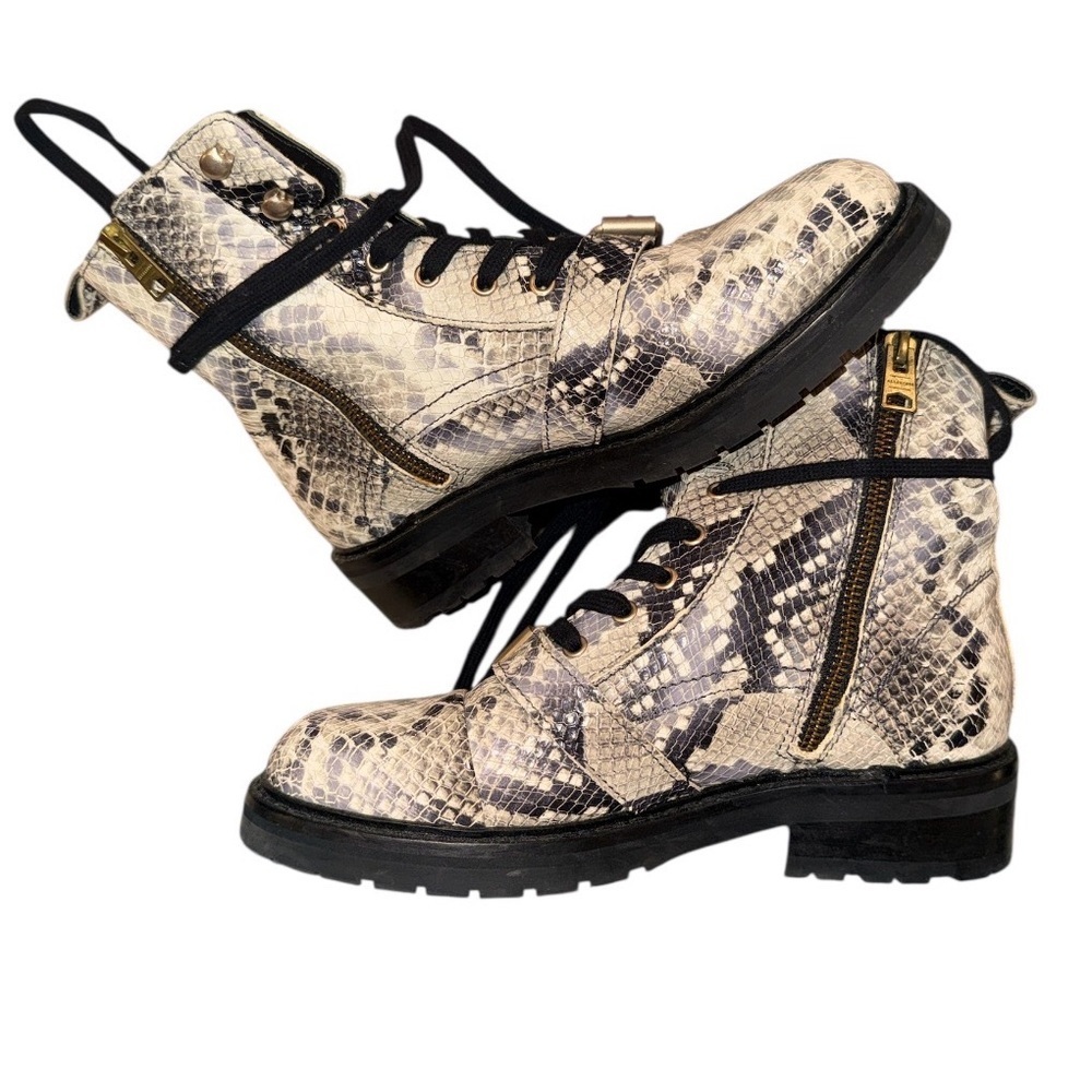 All Saints Donita Snakeskin Combat Boots - Picture 1 of 3